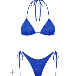 Blue Triangl bikini JUST THE TOP AND BAG